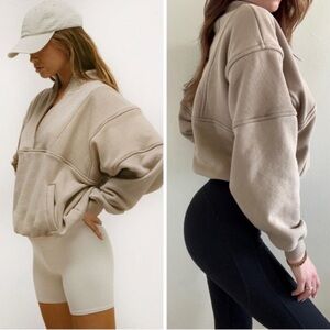 $282 JOAH BROWN RETRO HALF ZIP MOCHA ALO YOGA CARHARTT FREE PEOPLE STREETWEAR